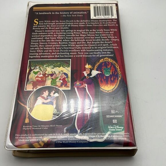 💎 Walt Disney RARE Masterpiece Collection * Snow White * VHS tape (ORIGINAL) - Picture 4 of 4